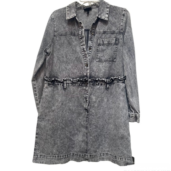 Who what wear Acid Wash Distressed Denim Shirt Dress Size Medium - Picture 1 of 8